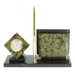 Настольный мини-набор из змеевика &quot;Куб&quot; — 