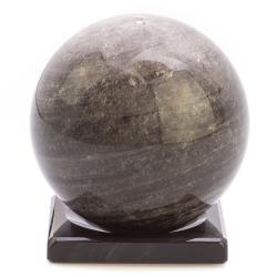 Шар из серого обсидиана 10 см на подставке — 