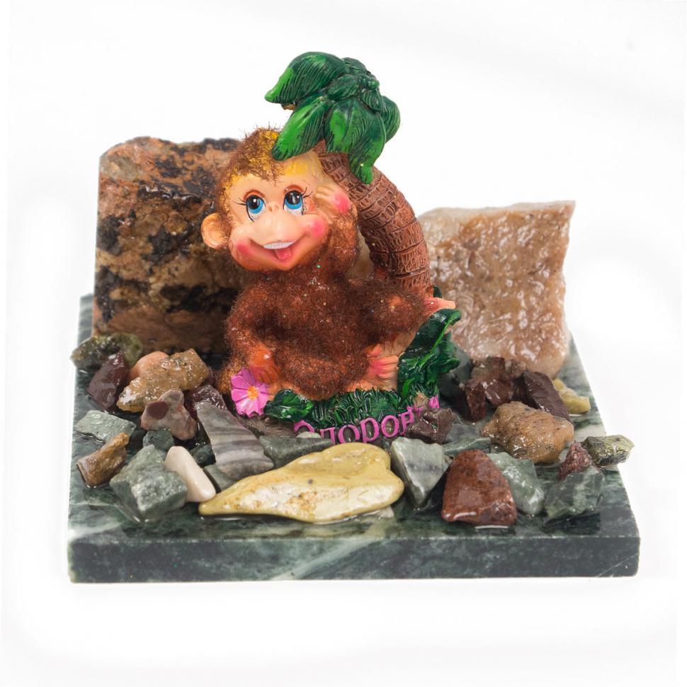 Сувенир "Обезьянка на пальме №4" змеевик фото 1 — 