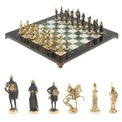 Шахматы бронзовые &quot;Русские&quot; 40х40 см мрамор шабровский змеевик — 