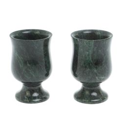 Набор рюмок 2 шт из шабровского змеевика 60 мл / 5х5х8 см — 
