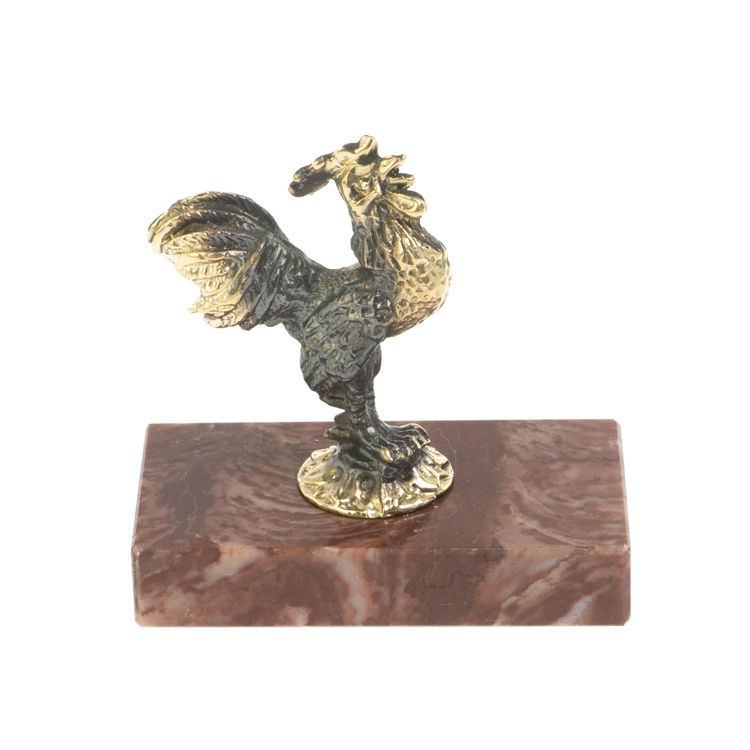 Статуэтка "Петушок малый" из лемезита и бронзы фото 1 — 
