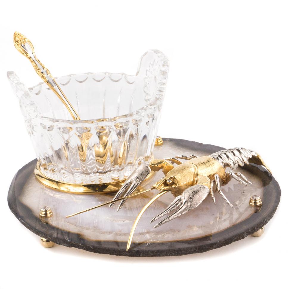 Икорница "Речной рак" с ложкой Златоуст фото 1 — 