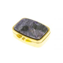 Таблетница на 2 отделения камень чароит цвет золото — 
