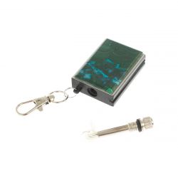 Брелок огниво &quot;Вечная спичка&quot; с накладкой из камня малахит с хризоколлой 2,8х1,3х5 см — 