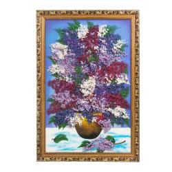 Картина из каменной крошки &quot;Красивая сирень&quot; багет 49х69 см сиреневый фон — 