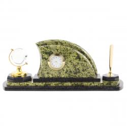 Настольный набор &quot;Полумесяц&quot; из камня змеевик — 