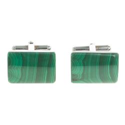 Запонки камень малахит прямоугольные — 