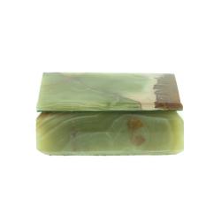 Шкатулка прямоугольная из оникса зелено-коричневая 12,5х9х5 см (3,5х5) — 