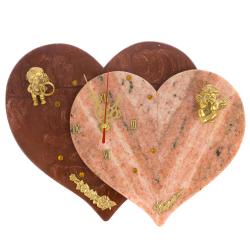 Настенные часы &quot;Два Сердца&quot; из лемезита и мрамора — 