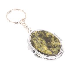 Складное зеркало брелок из змеевика овальное — 