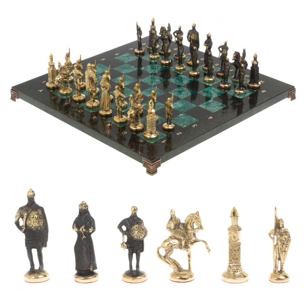 Шахматы подарочные "Русские" доска 40х40 см шабровский змеевик фото 1 — 