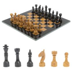 Шахматы &quot;Игрок&quot; 38х38 см из черного мрамора и рыжего ракушечника — 