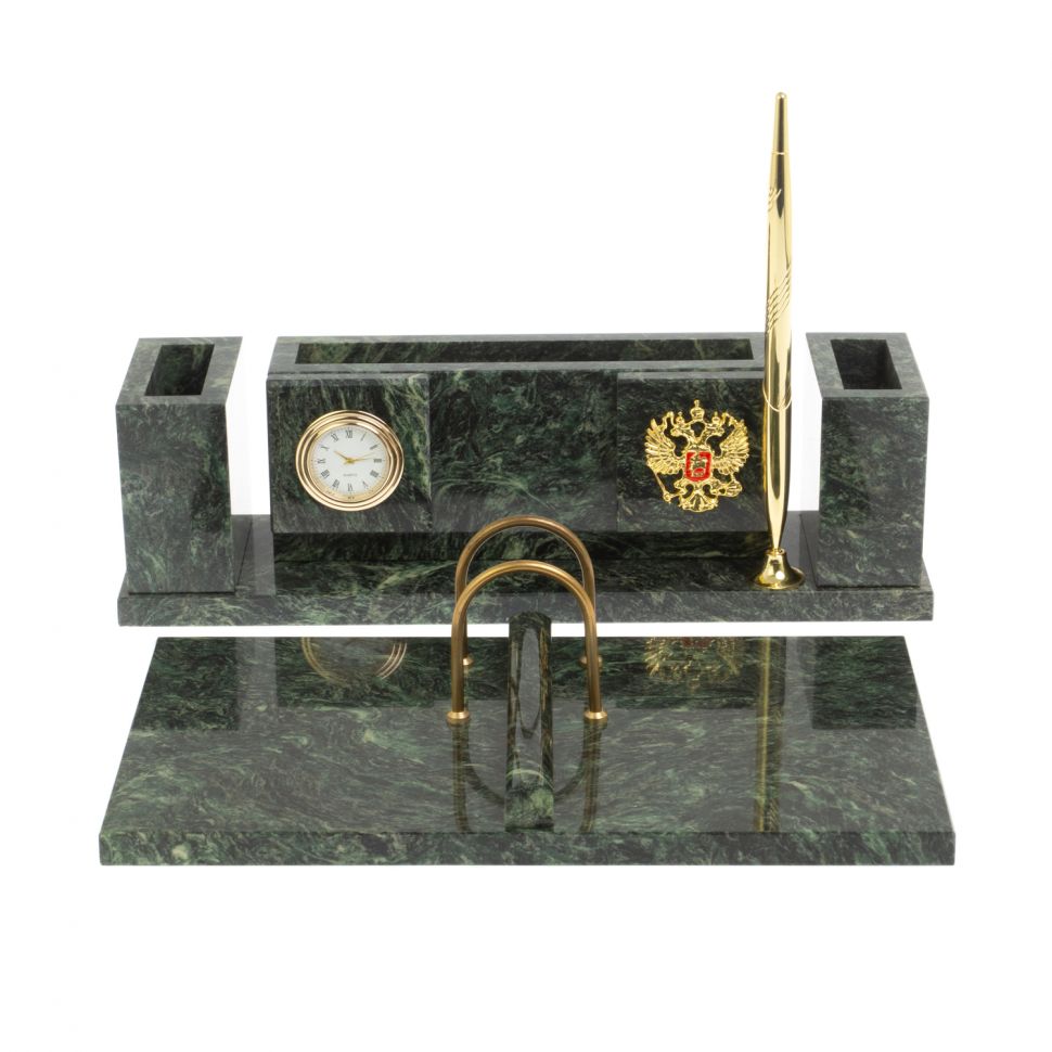 Настольный набор "Люкс" из шабровского змеевика фото 1 — 