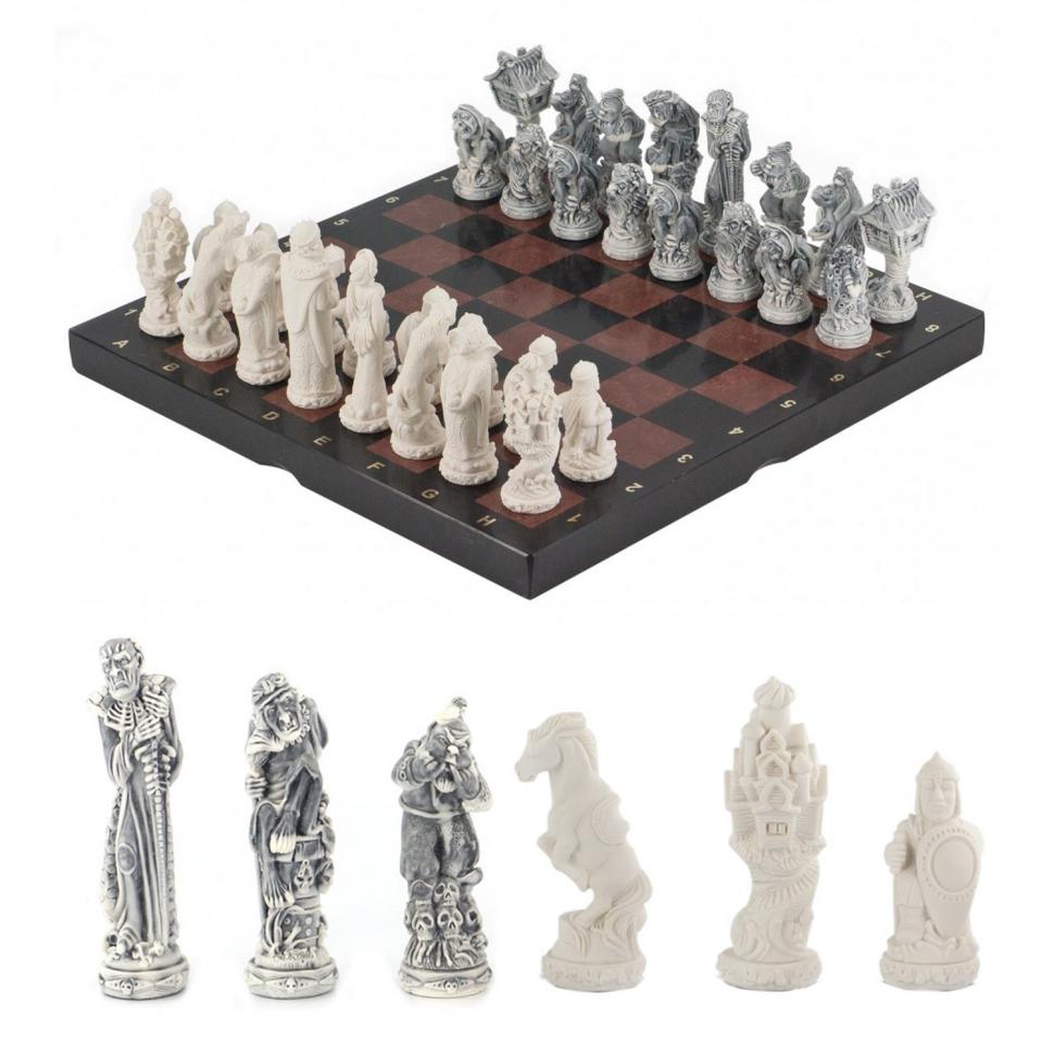 Шахматы сувенирные "Русские сказки" камень лемезит 40х40 см фото 1 — 