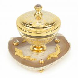 Икорница &quot;Три рыбки&quot; камень агат Златоуст — 