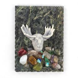 Магнит &quot;Голова лося&quot; змеевик мрамолит — 