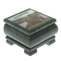 Шкатулка &quot;Мишки&quot; из змеевика 10х10х7 см — 