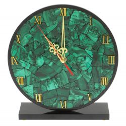 Настольные часы из малахита &quot;Мозайка&quot; 23,5х7х23,5 см — 