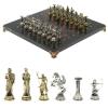 Шахматы настольные "Римские лучники" 28х28 см из камня лемезит фото 1 — 