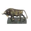 Бронзовая фигурка "Бык" на подставке из камня змеевик фото 1 — 