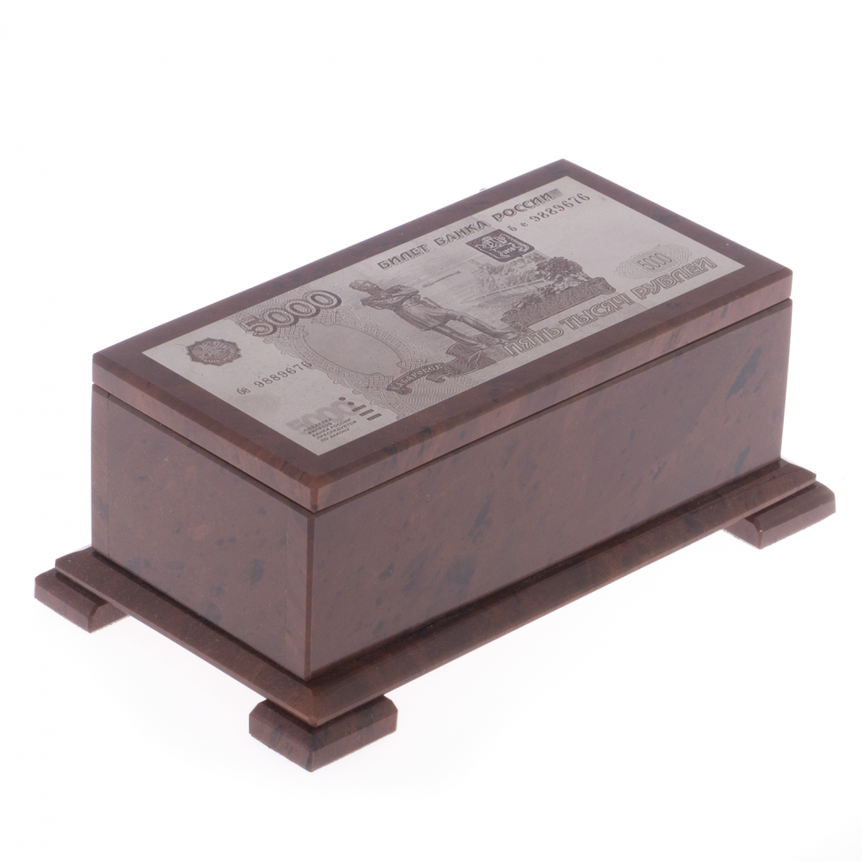 Шкатулка "Купюра 5000 рублей" коричневый обсидиан фото 1 — 