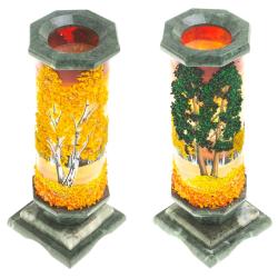 Ваза из камня &quot;Осенний пейзаж&quot; 8,5х8,5х22 см — 