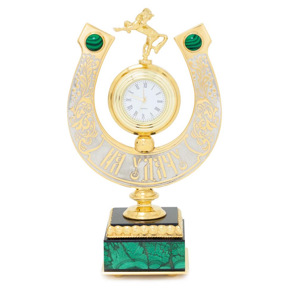 Часы "Подкова на удачу" малахит фото 1 — 