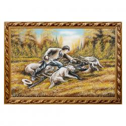 Картина &quot;Охота на кабана&quot; багет 46х66 см, каменная крошка — 