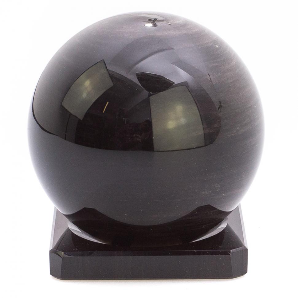 Шар из серого обсидиана 11 см на подставке фото 1 — 