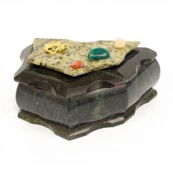 Шкатулка скошенная малая змеевик 14х9х7,5 см — 