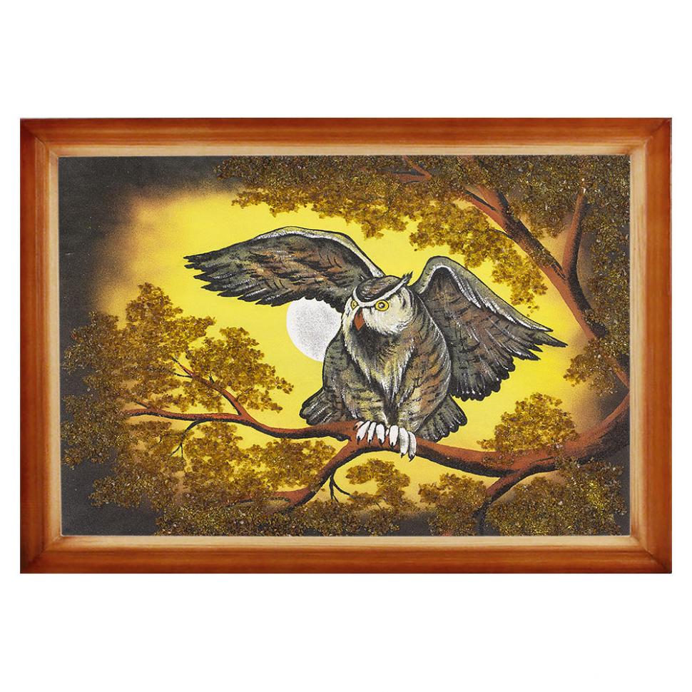 Картина "Филин" багет дерево 46х66 см, каменная крошка фото 1 — 