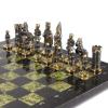 Шахматы подарочные "Камелот" из бронзы и змеевика 40х40 см фото 4 — 