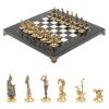 Шахматы "Итальянская война" фигуры бронза доска 28х28 см из мрамора фото 1 — 