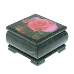 Шкатулка &quot;Роза&quot; камень змеевик 13х13х8 см — 