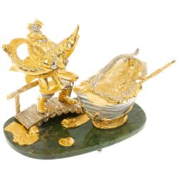 Икорница &quot;Дед с осетром&quot; из нефрита с ложкой Златоуст — 