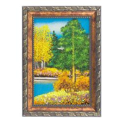 Картина &quot;Осенний пейзаж&quot; рамка багет 10х15 см, каменная крошка — 
