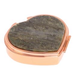 Таблетница &quot;Сердце&quot; на 3 отделения камень лабрадор цвет красное золото — 