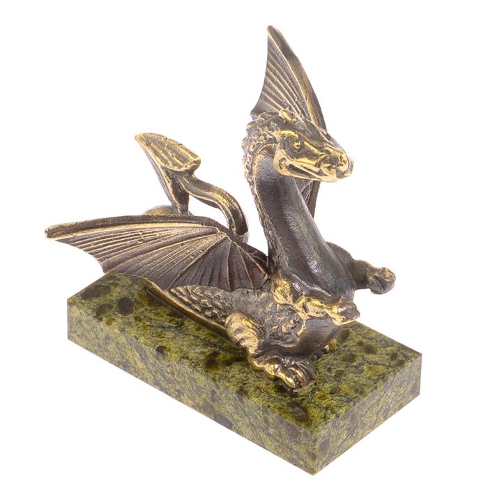 Статуэтка "Дракон" бронза змеевик фото 1 — 