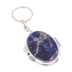 Складное зеркало брелок из содалита овальное — 