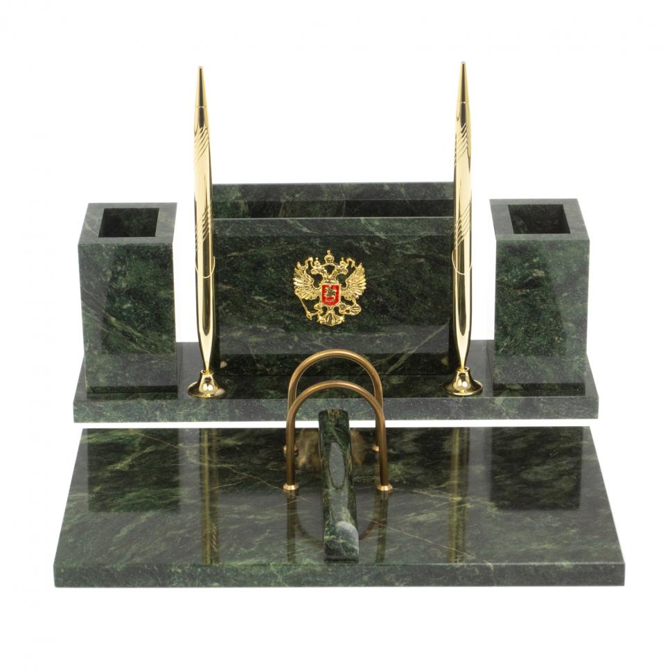 Настольный набор "Советник" с гербом РФ шабровский змеевик фото 1 — 