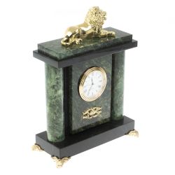 Настольные часы &quot;Лев&quot; из шабровского змеевика — 