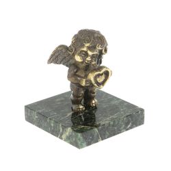 Статуэтка &quot;Ангел с сердцем&quot; бронза змеевик — 