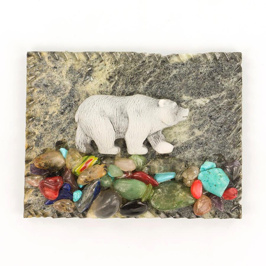 Магнит "Мишка идет малый" змеевик фото 1 — 