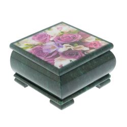 Шкатулка &quot;Букет Роз&quot; камень змеевик 13х13х8 см — 