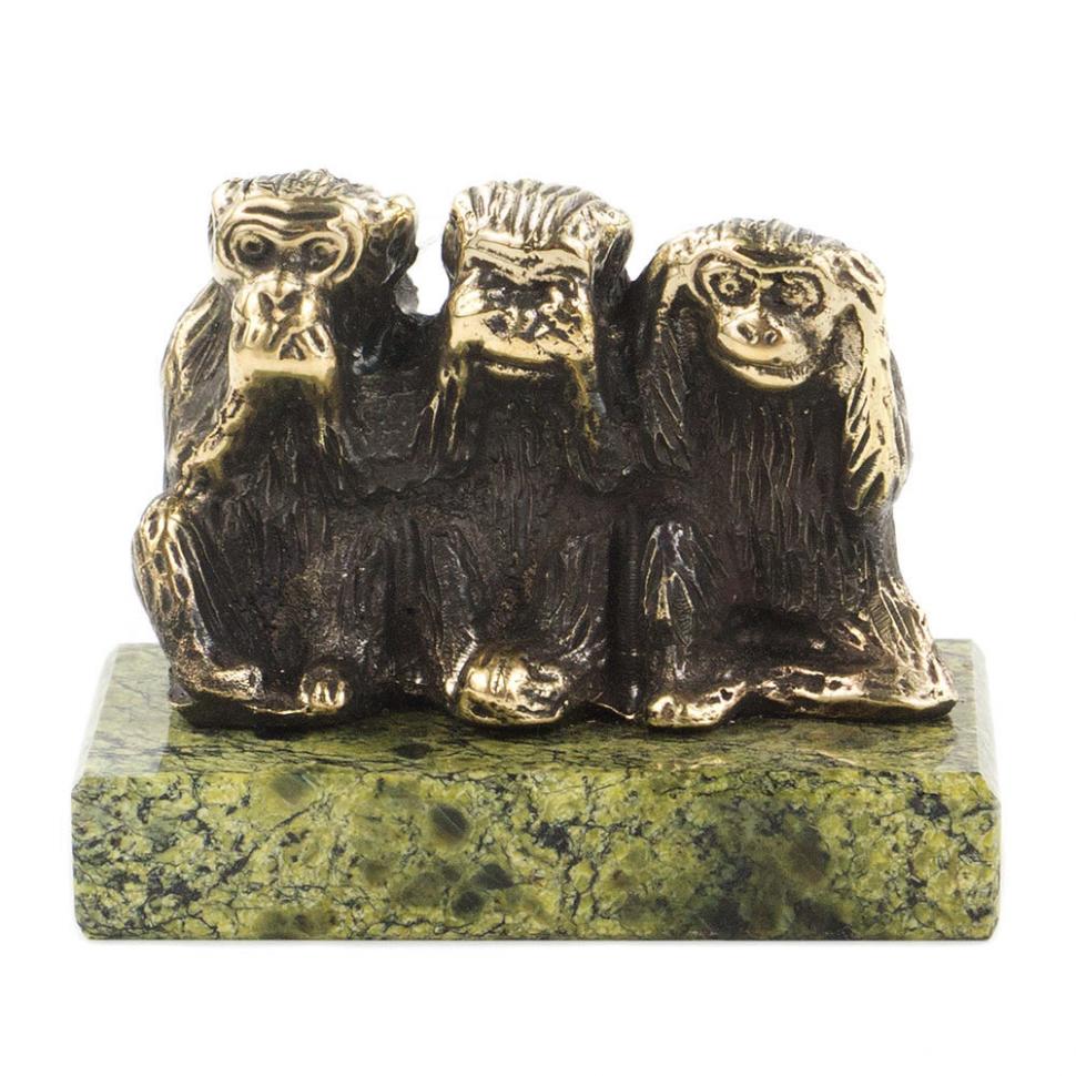 Обезьянки "Мудрые" змеевик фото 1 — 