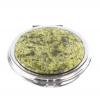 Зеркальце карманное круглое из змеевика серебристое фото 1 — 