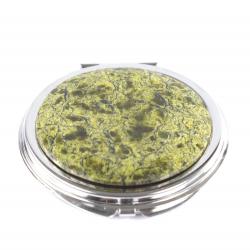 Зеркальце карманное круглое из змеевика серебристое — 
