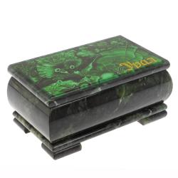 Шкатулка с иллюстрацией малахит &quot;Урал&quot; из змеевика 18х10х8,5 см — 