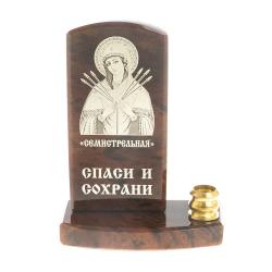 Икона с подсвечником &quot;Семистрельная&quot; камень обсидиан — 